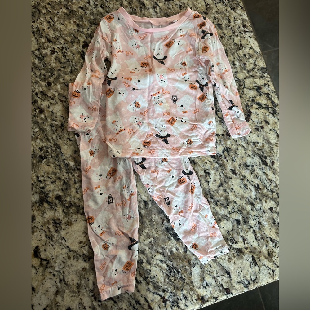 Kids Pink Halloween Ghosts Pajama Set